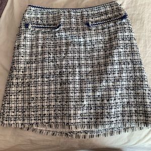 Blue and white checkered skirt
